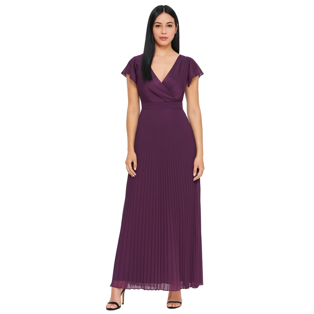 DKNY Womens Surplice Neckline Long Evening Dress Purple Plum Size 4
